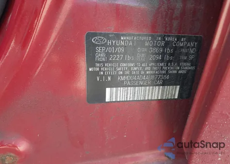 2010 Hyundai Elantra Se from USA, damaged, VIN KMHDU4AD4AU877384